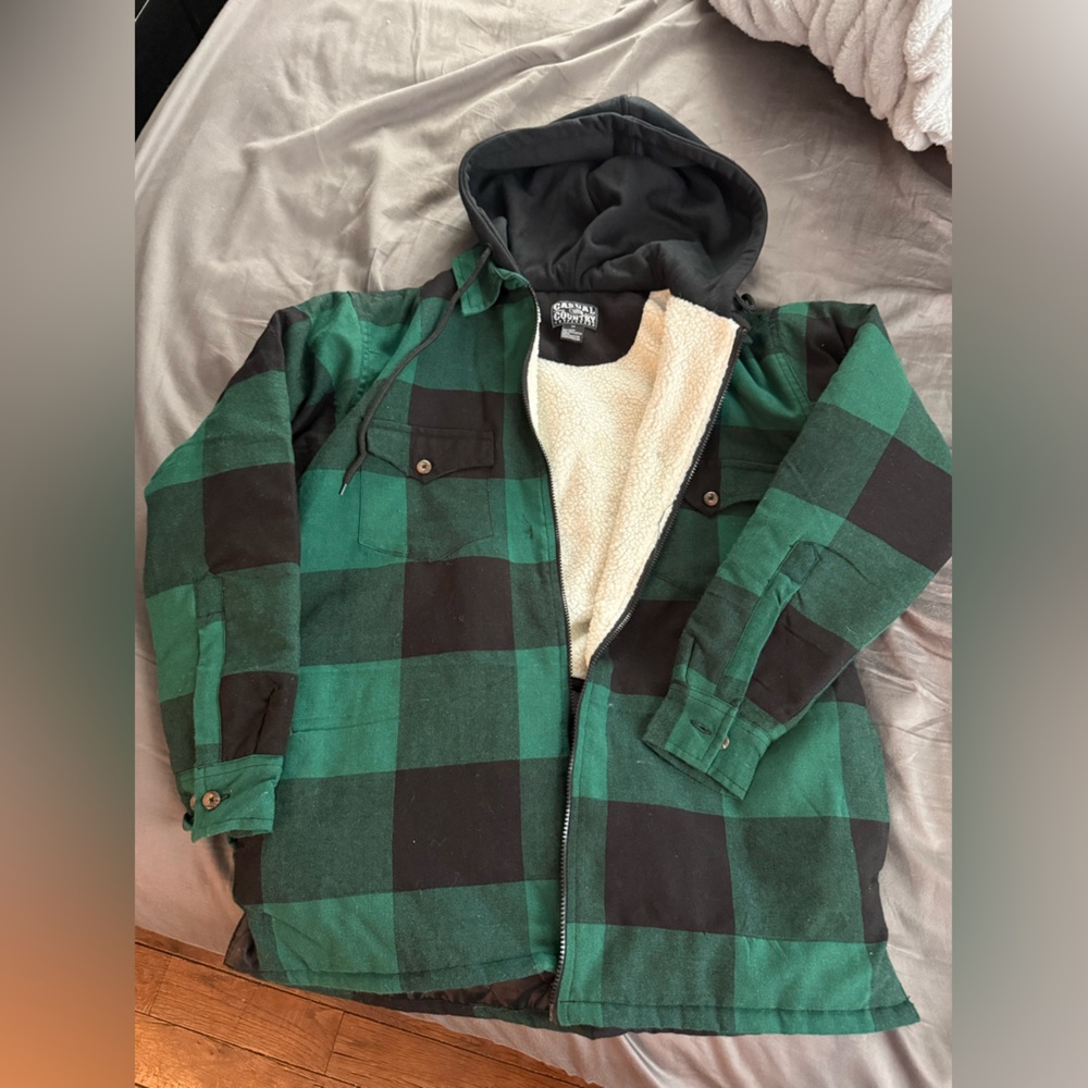 Green and Black Plaid Teddy Jacket